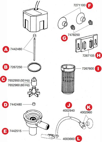 Spare parts for the Eheim universal hobby pump 1005