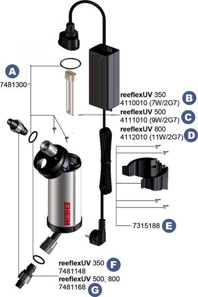 Spare Parts and Accessories for Eheim Reeflex UV 350