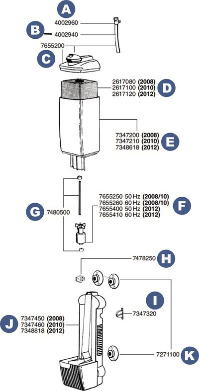 Ersatzteile für Eheim Innenfilter pickup 160