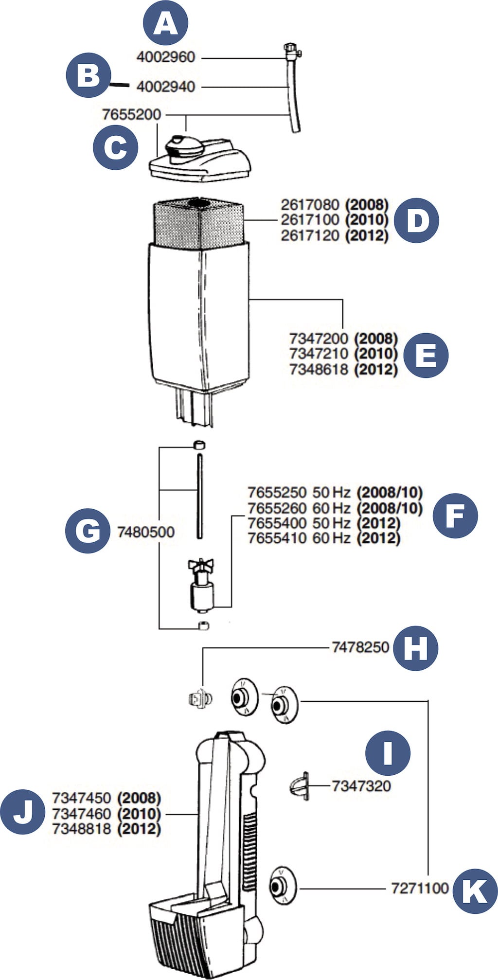 Spare parts for the Eheim internal filter pickup 160