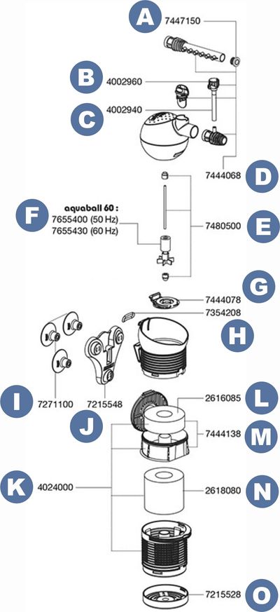 Spare parts for the Eheim aquaball 60