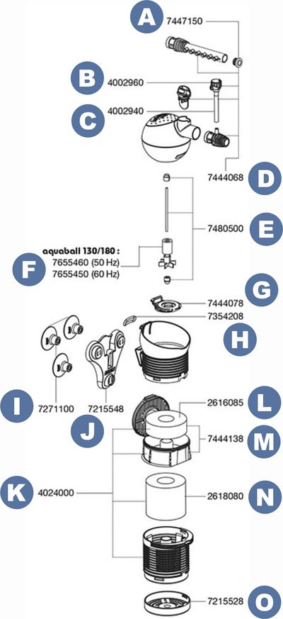 Spare parts for the Eheim aquaball 130