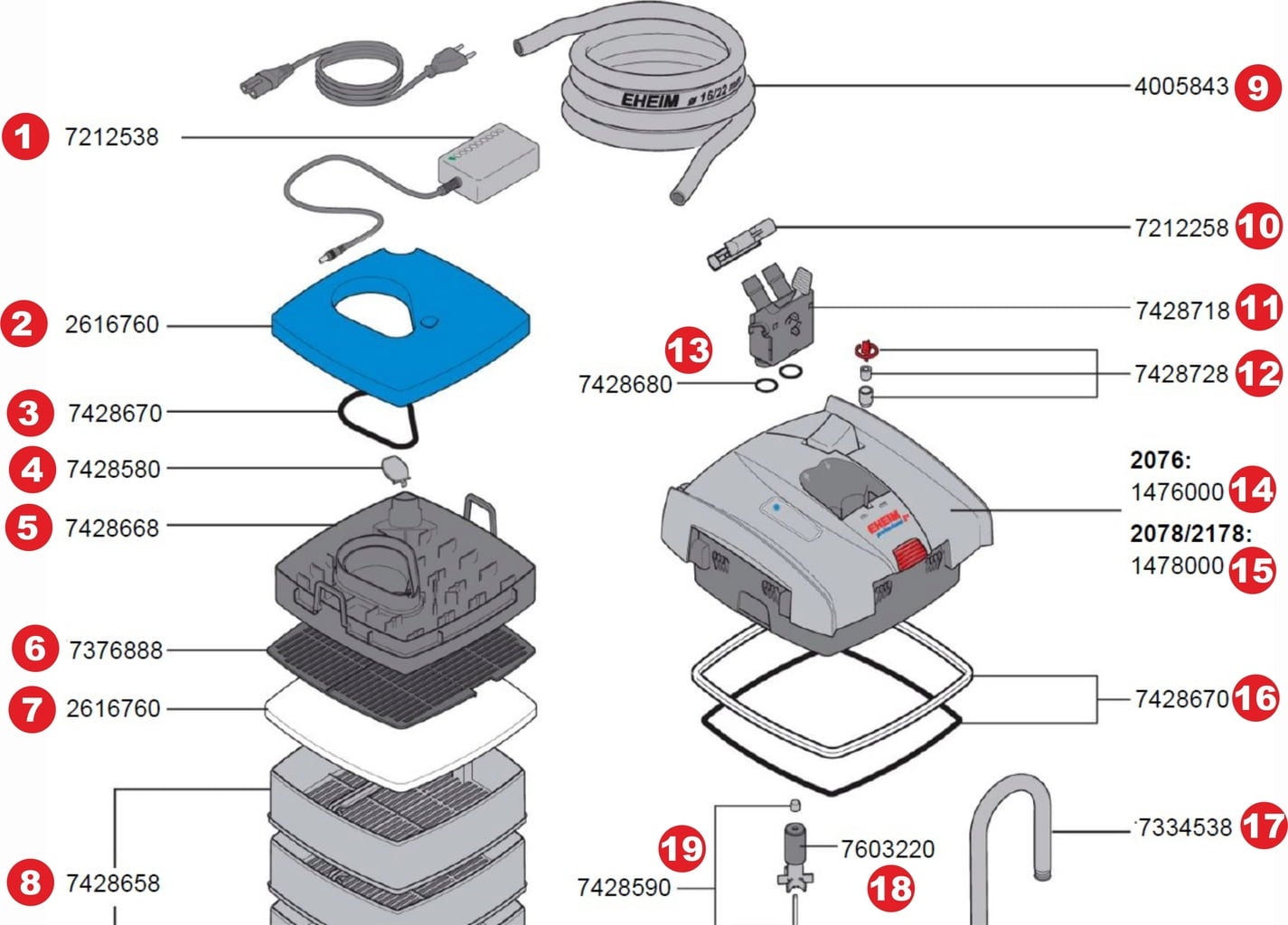 Recambios para Eheim professionel 5e 600T