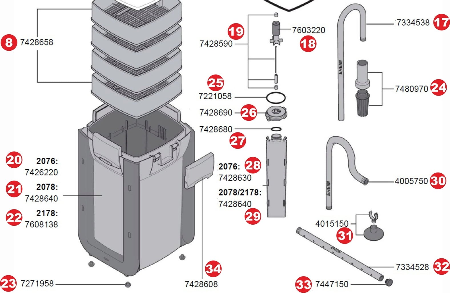 Recambios para Eheim professionel 5e 600T