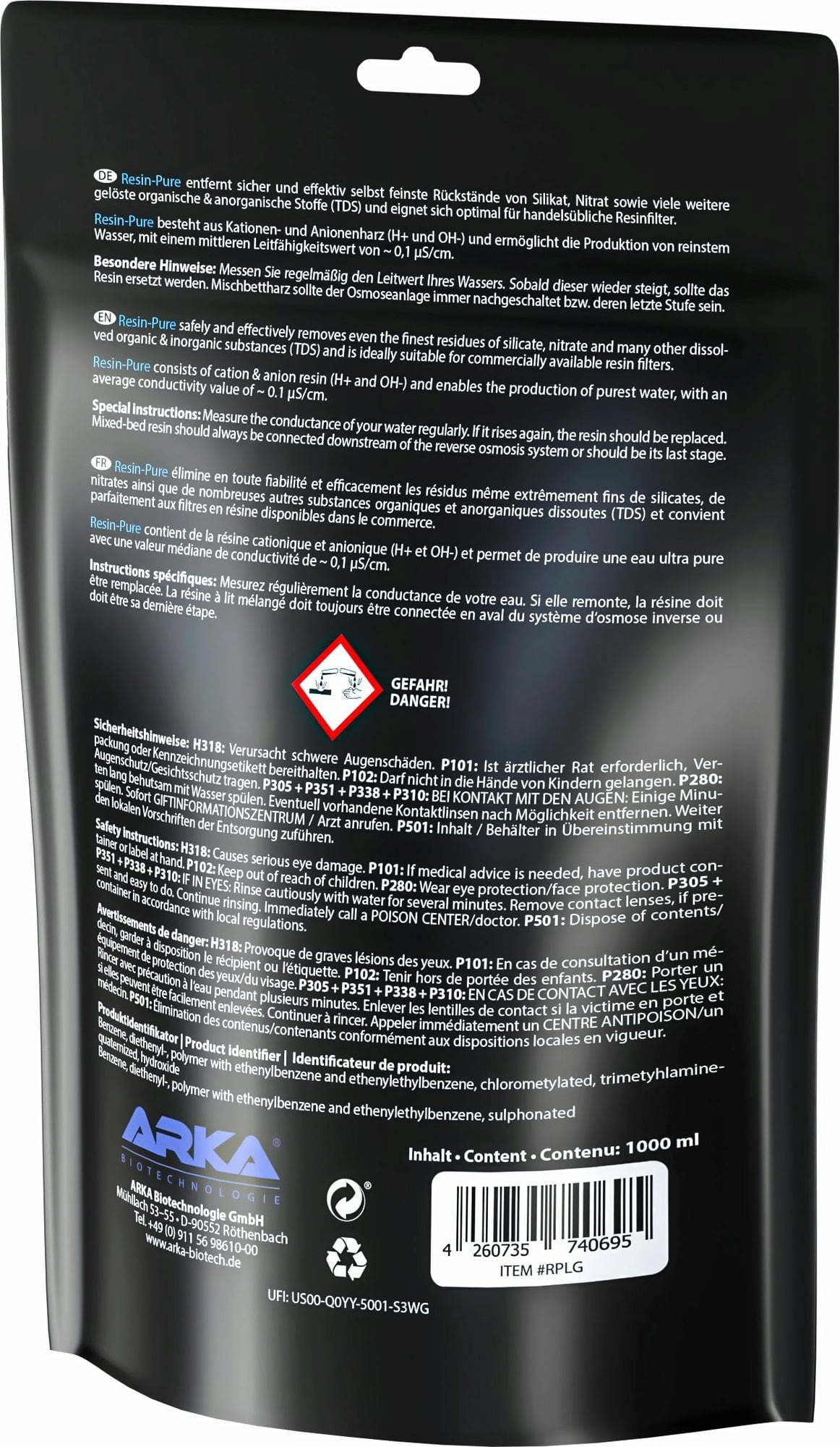 ARKA Resin-Pure - Résine à Lit Mélangé - 1 L