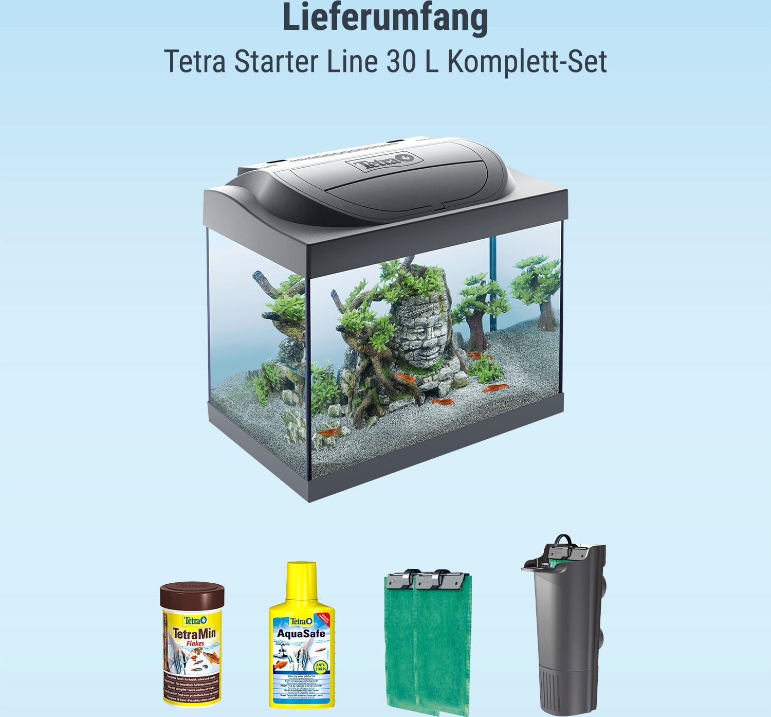 Aquarium Complet Starter Line 30 L avec Éclairage LED Jour/Nuit - 30 L