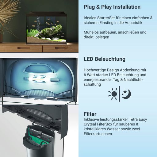 Starter Line 30L Aquarium Komplett-Set mit LED Tag-/Nachtbeleuchtung - 30L