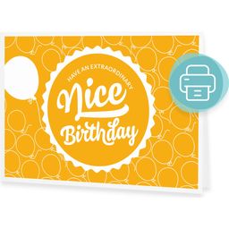 "Nice Birthday" waardebon om zelf te printen