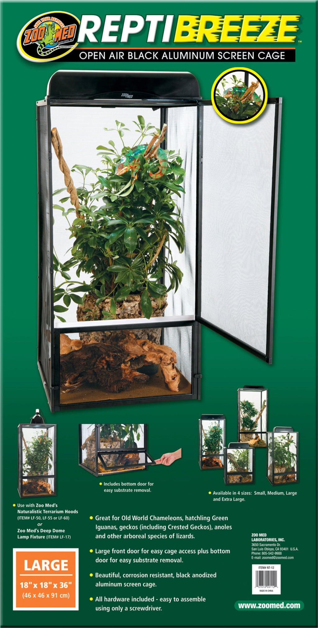 ReptiBreeze Aluminium Screen Cage - 46 x 46 x 92 cm