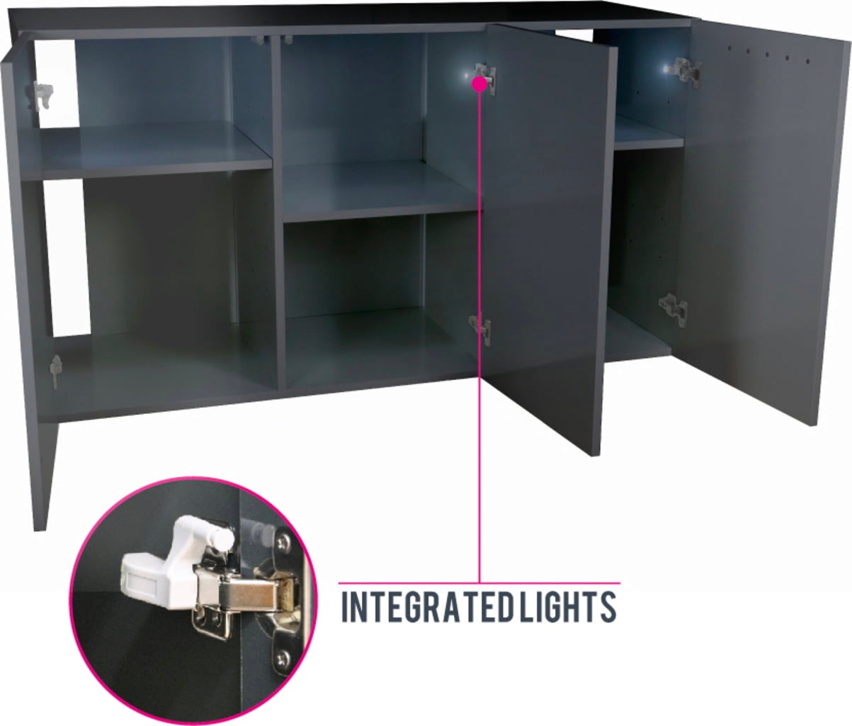 Amtra Aquarium avec Meuble ALUX 450 LED - Gris - 1 kit