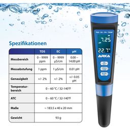 Merilna naprava vključno s termometrom ARKA myAQUA pH/TDS/EC  - 1 k.