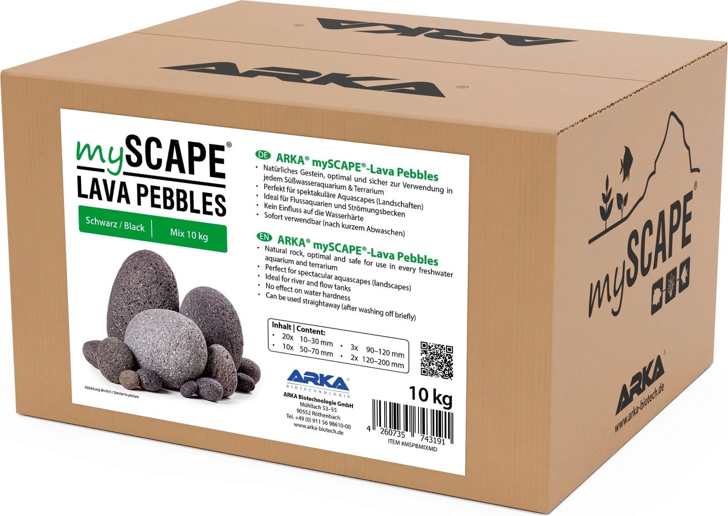 ARKA myScape-Rocks Lava Pebbles, 10kg - 10 - 300mm Mix