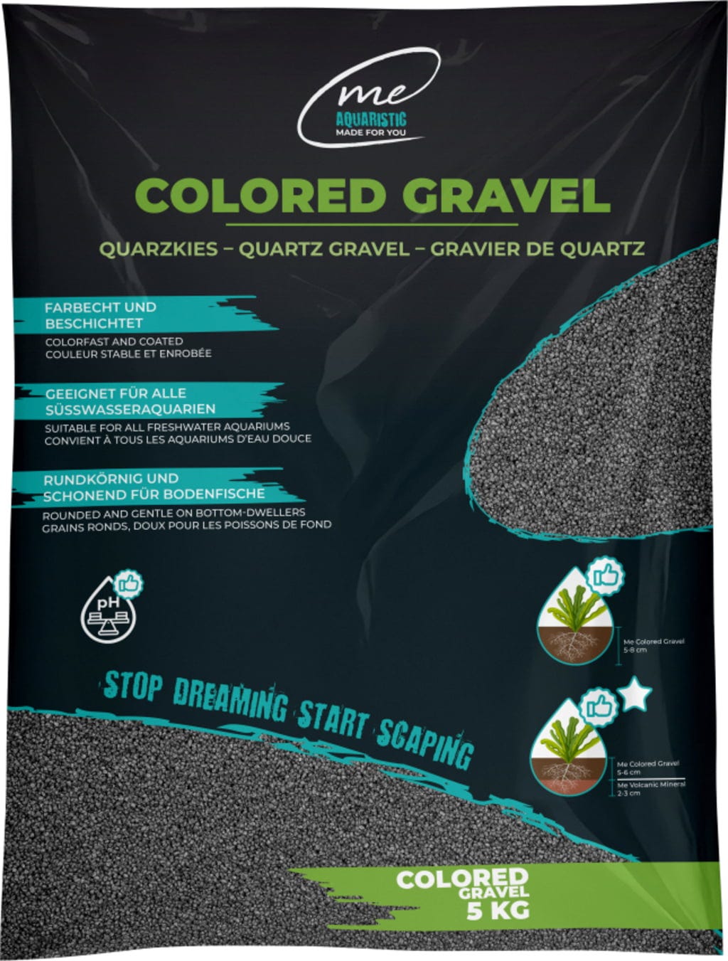 Me Colored Gravel Granite Grey, 1-2 mm - 5 kg