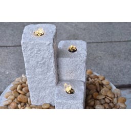 HEISSNER Gartenbrunnen Neptun LED - Grau - 12 x 12 x 15/25/40 cm