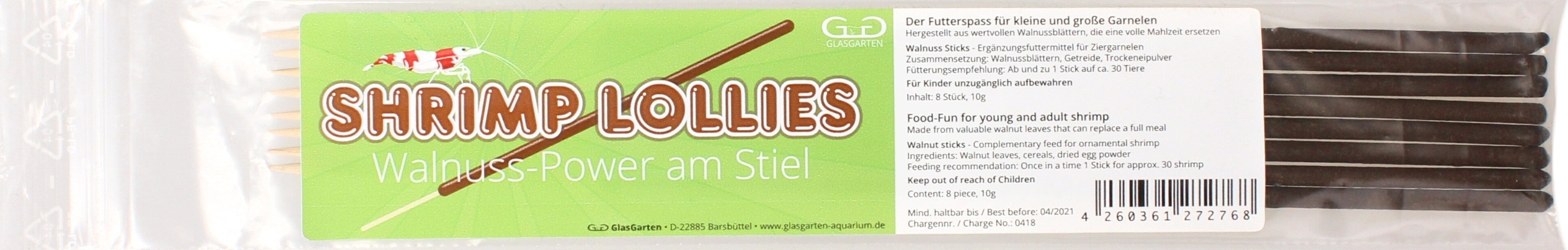 Garnelenhaus GlasGarten Shrimp Lollies - Walnuss
